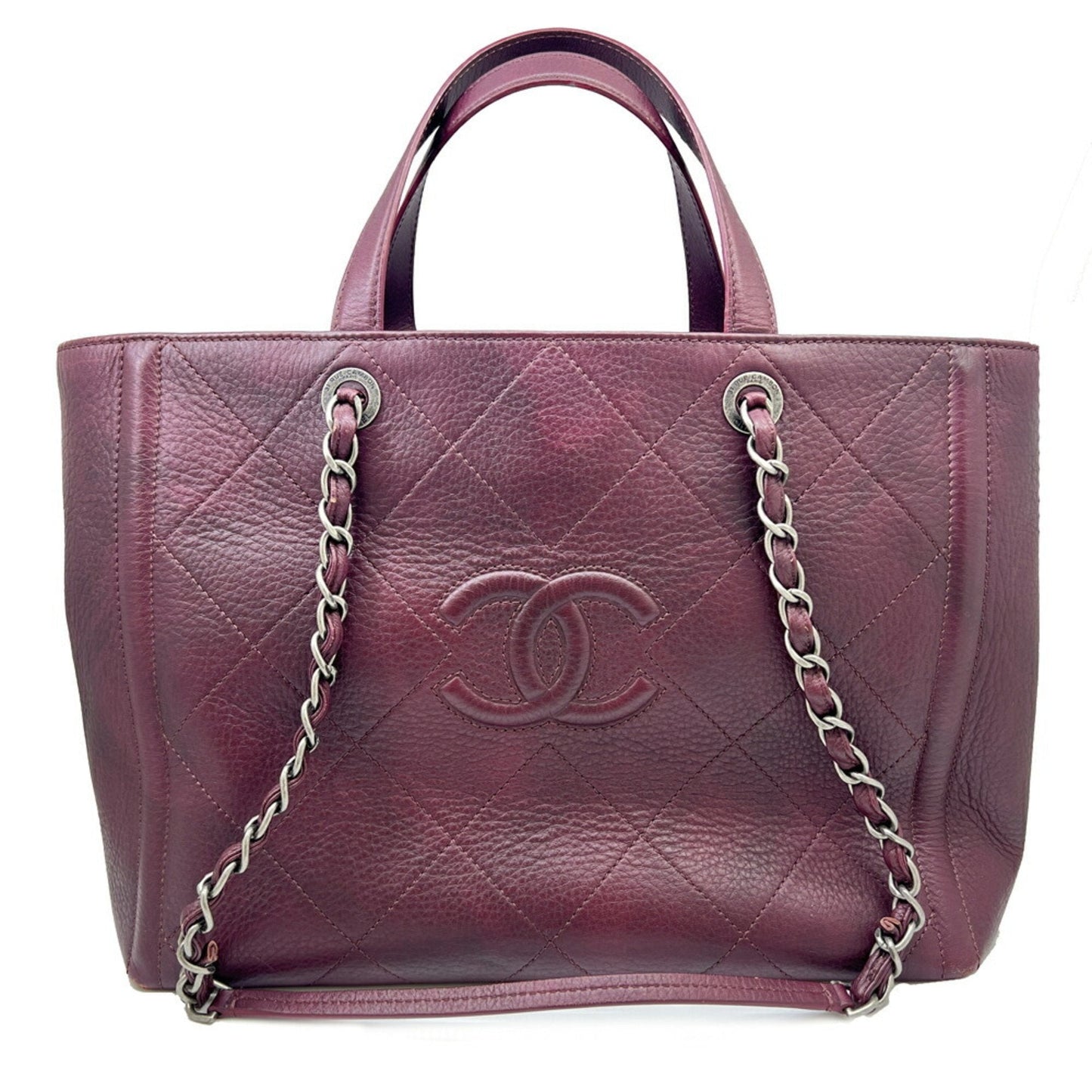 Chanel Wine Leather Handbag Shoulder Bag Tote Bag ()