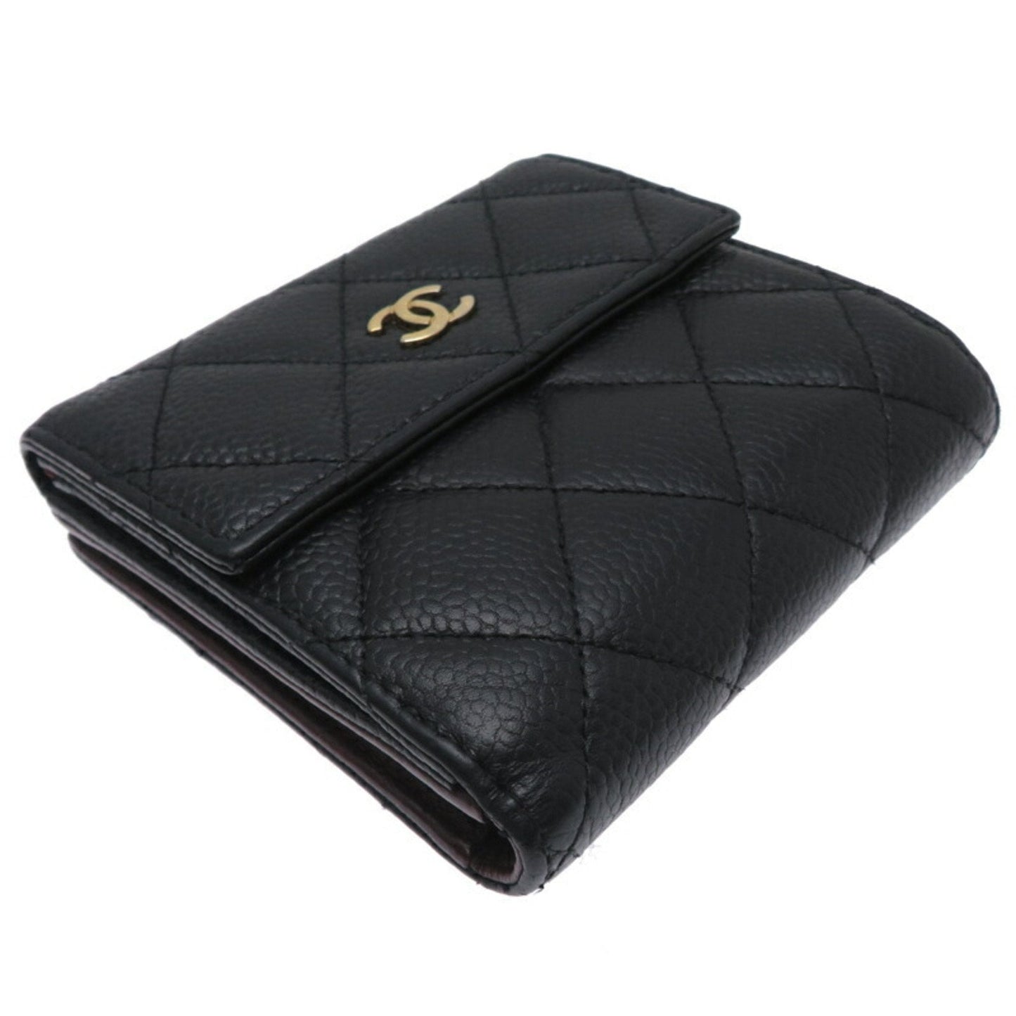 Chanel Black Grained Calfskin Wallet (Bi-Fold) ()
