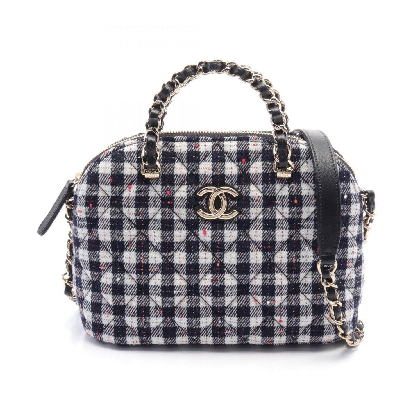 Chanel Black Multi-Color White Fabric Shoulder Bag ()