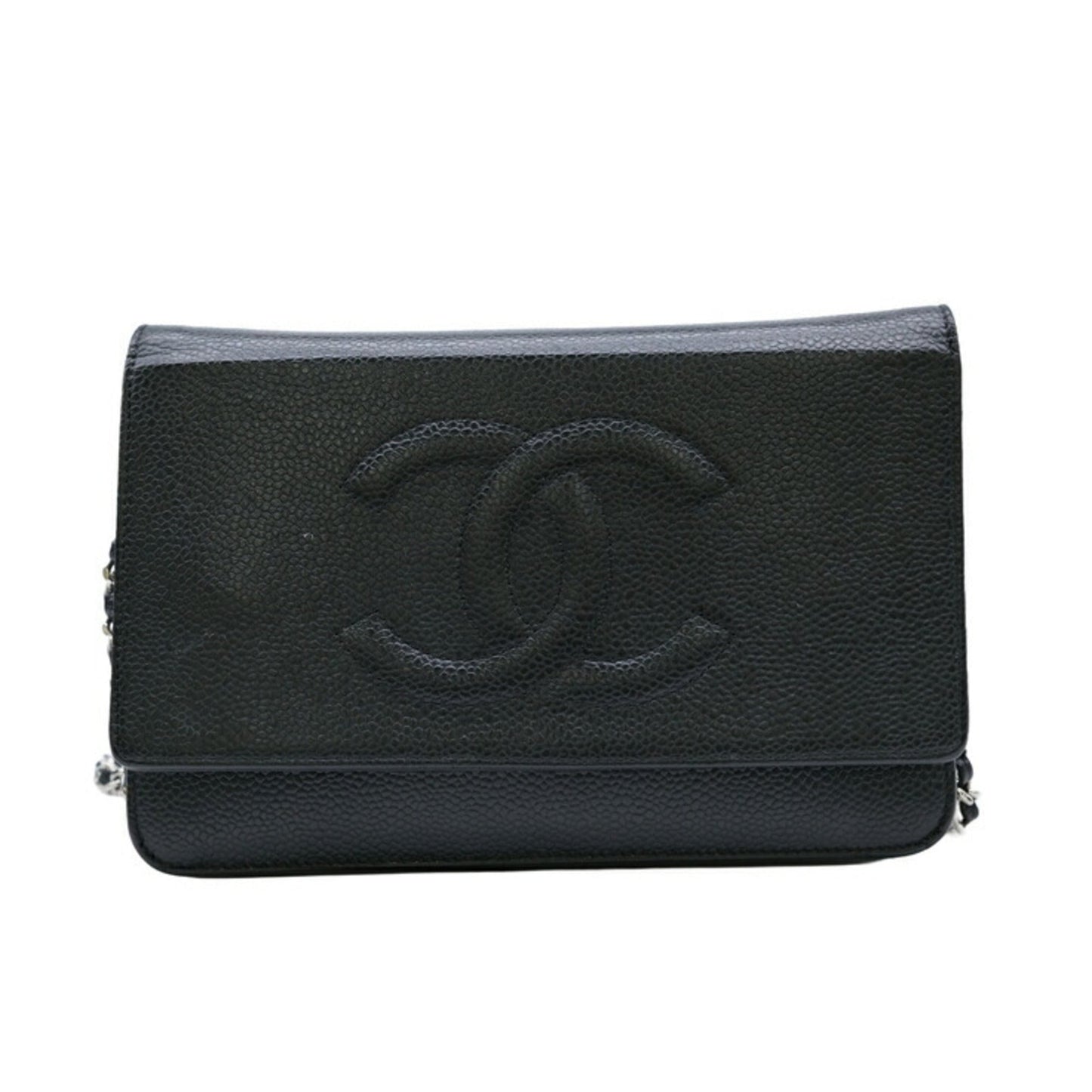 Chanel Black Grained Calfskin Chain/Shoulder Wallet ()
