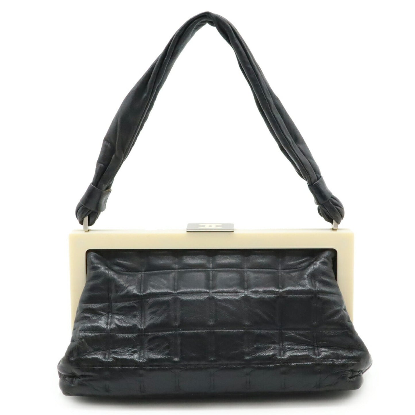 Chanel Black Ivory Leather Handbag ()