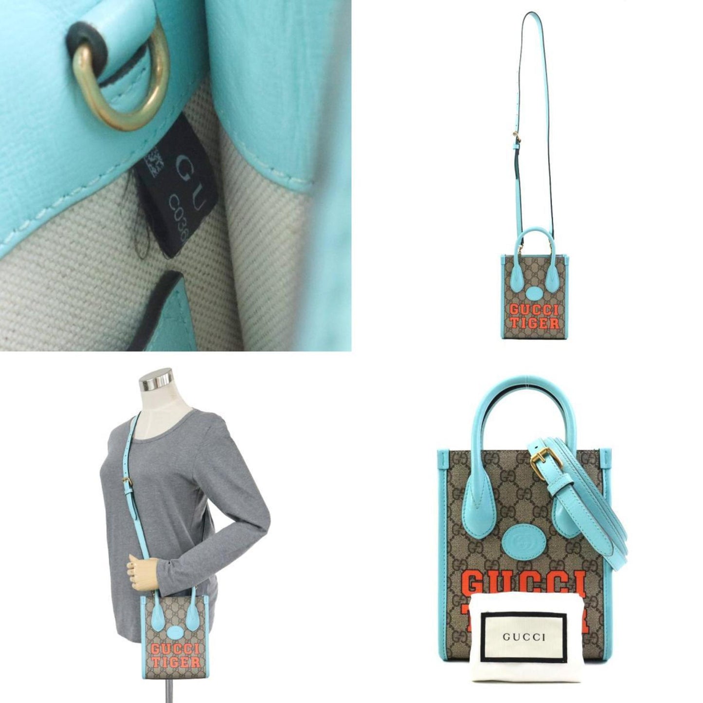 Gucci Blue Brown Gg Supreme Handbag Shoulder Bag ()