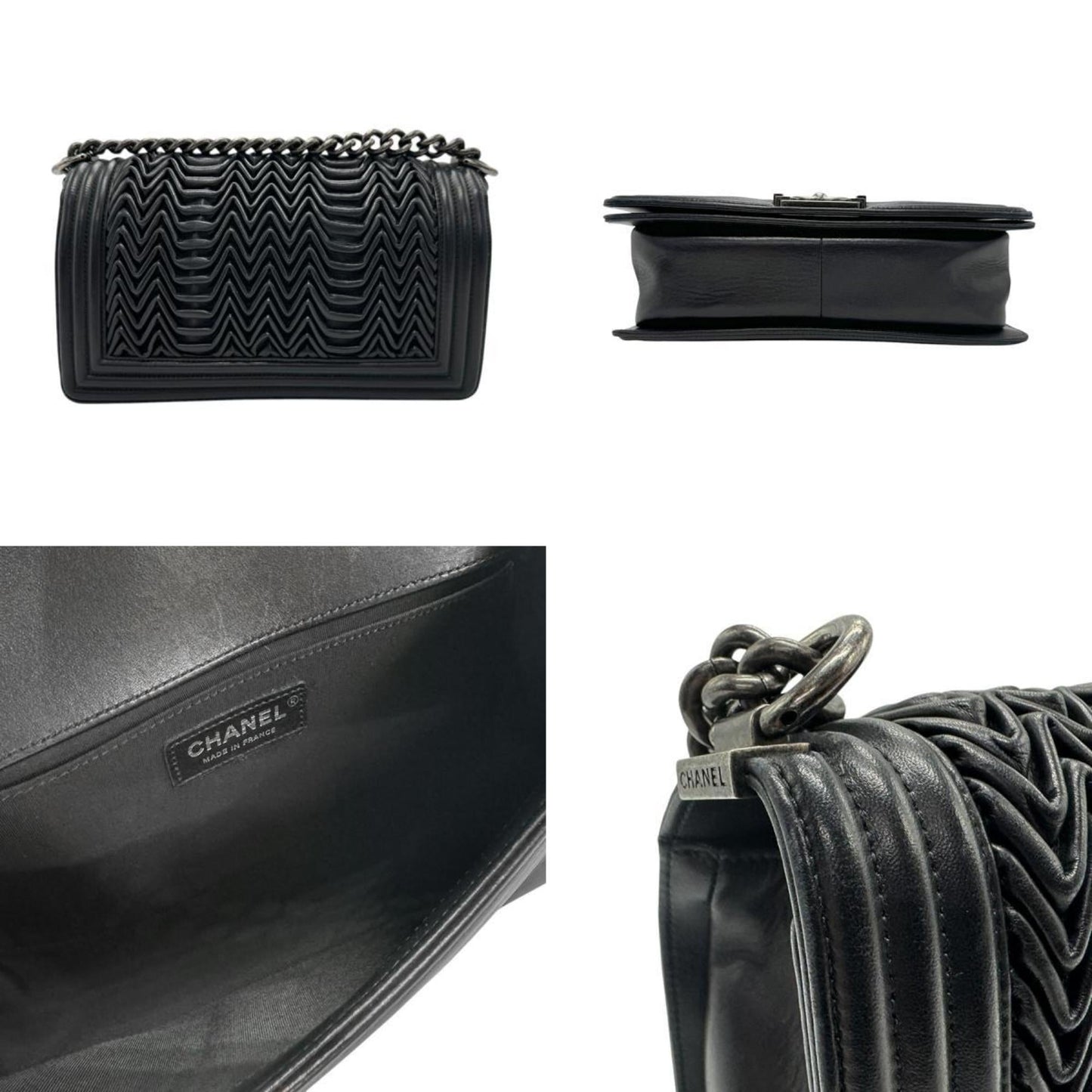 Chanel Boy Chanel Black Leather Metal Shoulder Bag ()