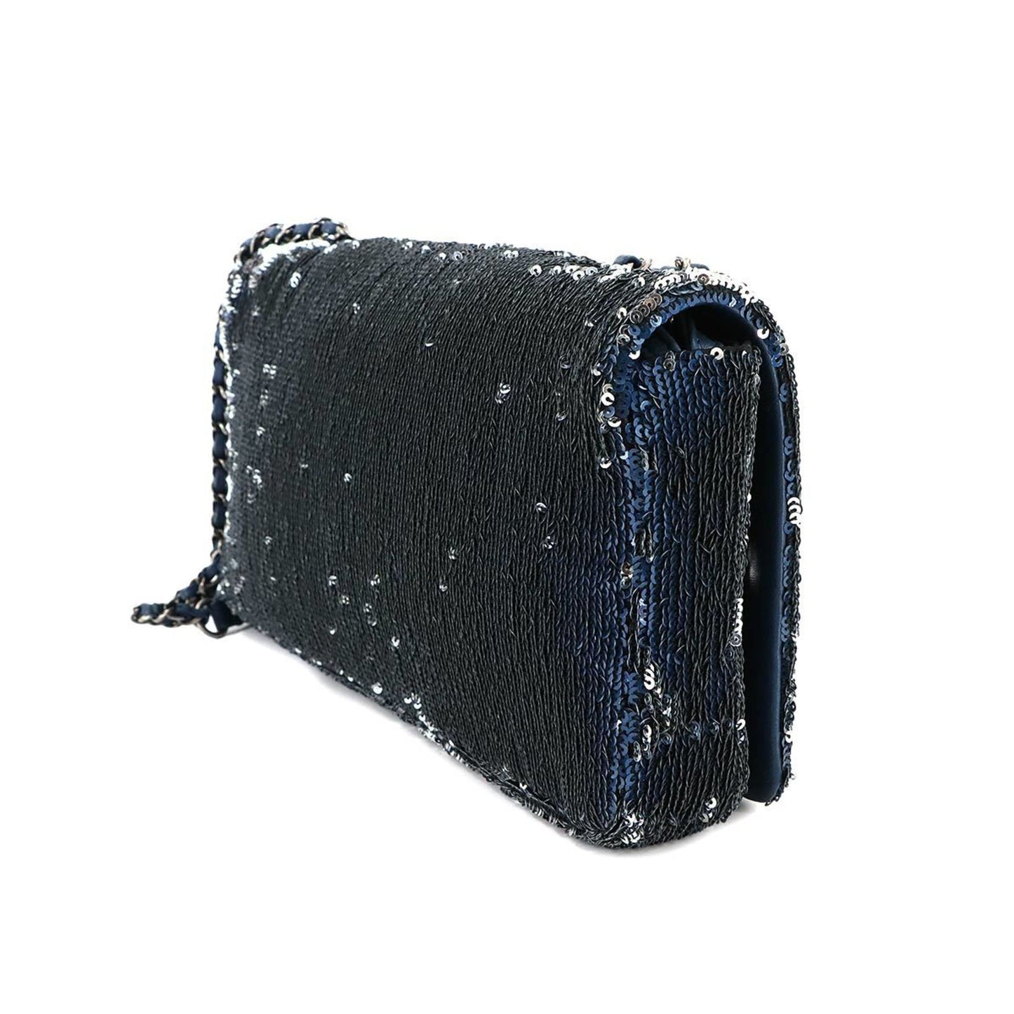 Chanel Blue Spangles Leather Shoulder Bag ()