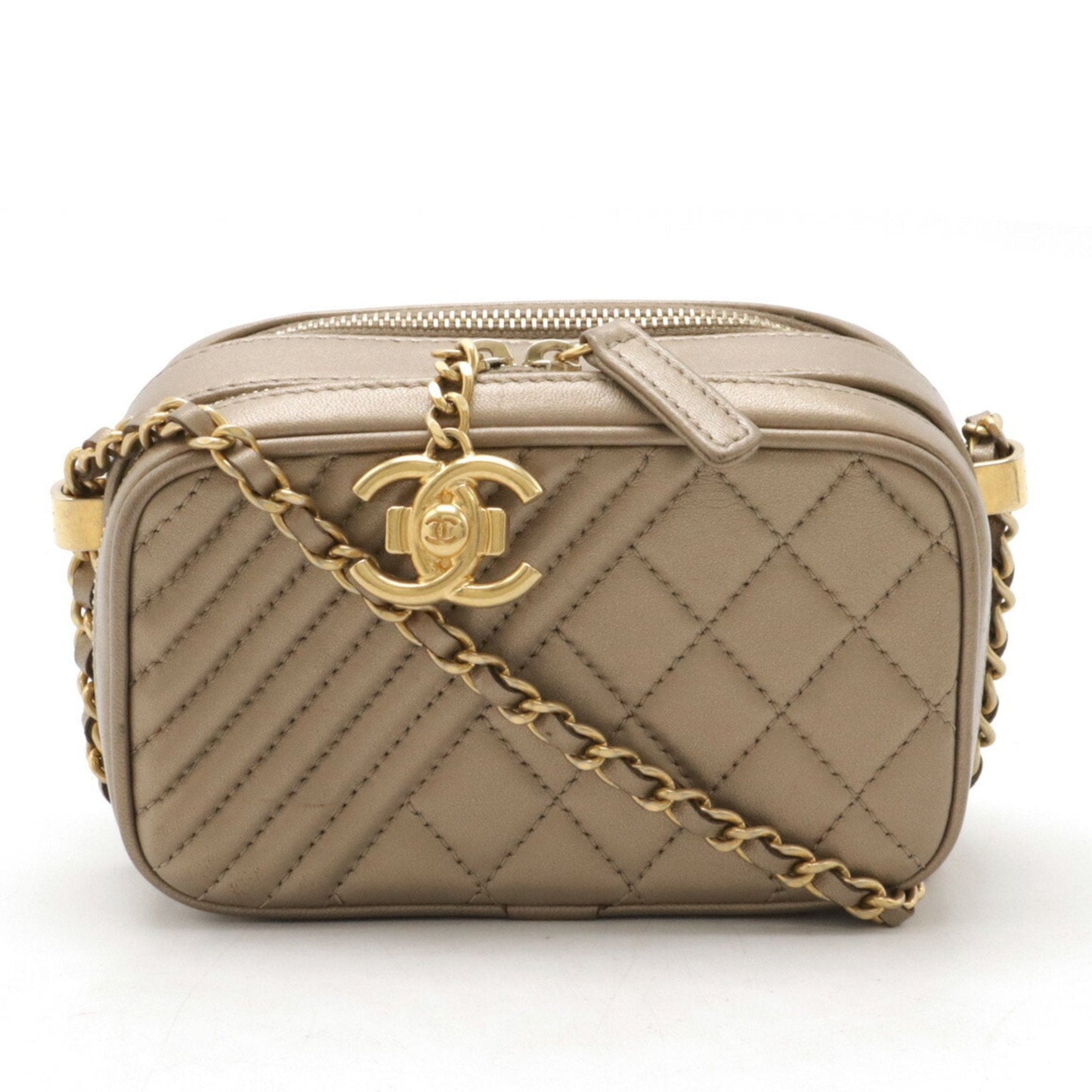 Chanel Bronze Leather Pochette Shoulder Bag ()