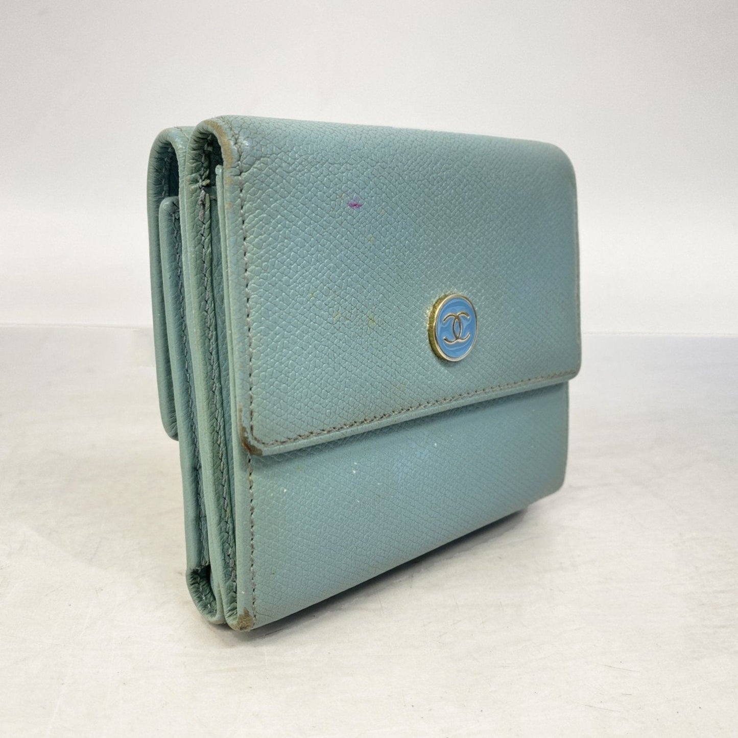 Chanel Blue Leather Wallet (Tri-Fold) ()