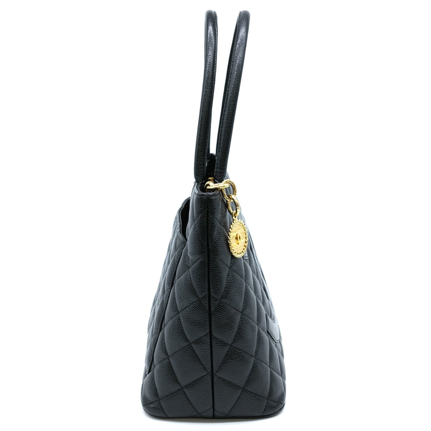 Chanel Black Caviar Leather Handbag Tote Bag ()
