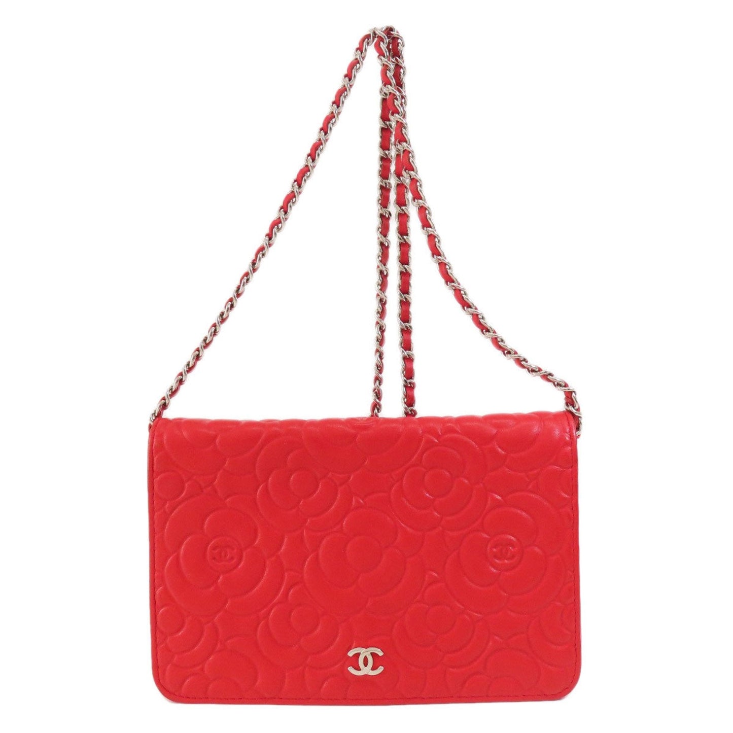 Chanel Red Color Leather Chain/Shoulder Wallet ()