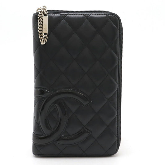 Chanel Black Pink Leather Long Wallet (Bi-Fold) ()
