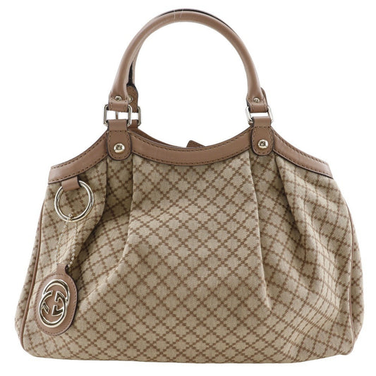 Gucci Beige Pink Canvas Handbag ()