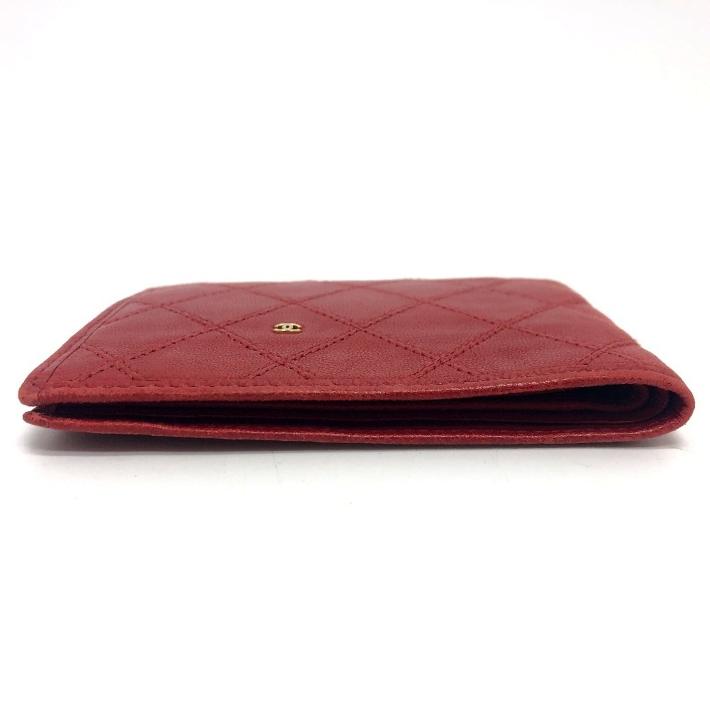 Chanel Red Color Leather Wallet (Bi-Fold) ()