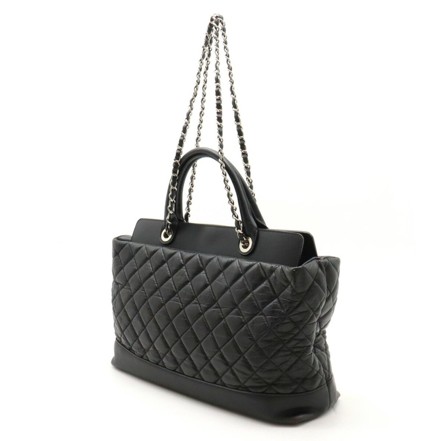 Chanel Black Leather Shoulder Bag Tote Bag ()