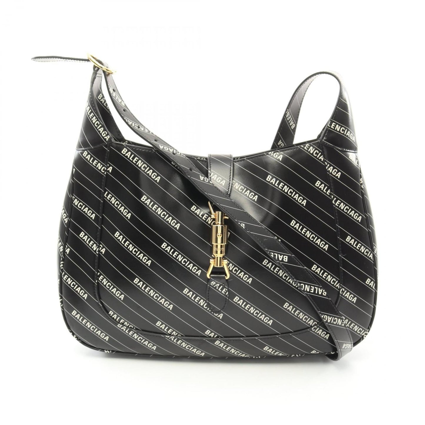 Gucci Black White Leather Shoulder Bag ()