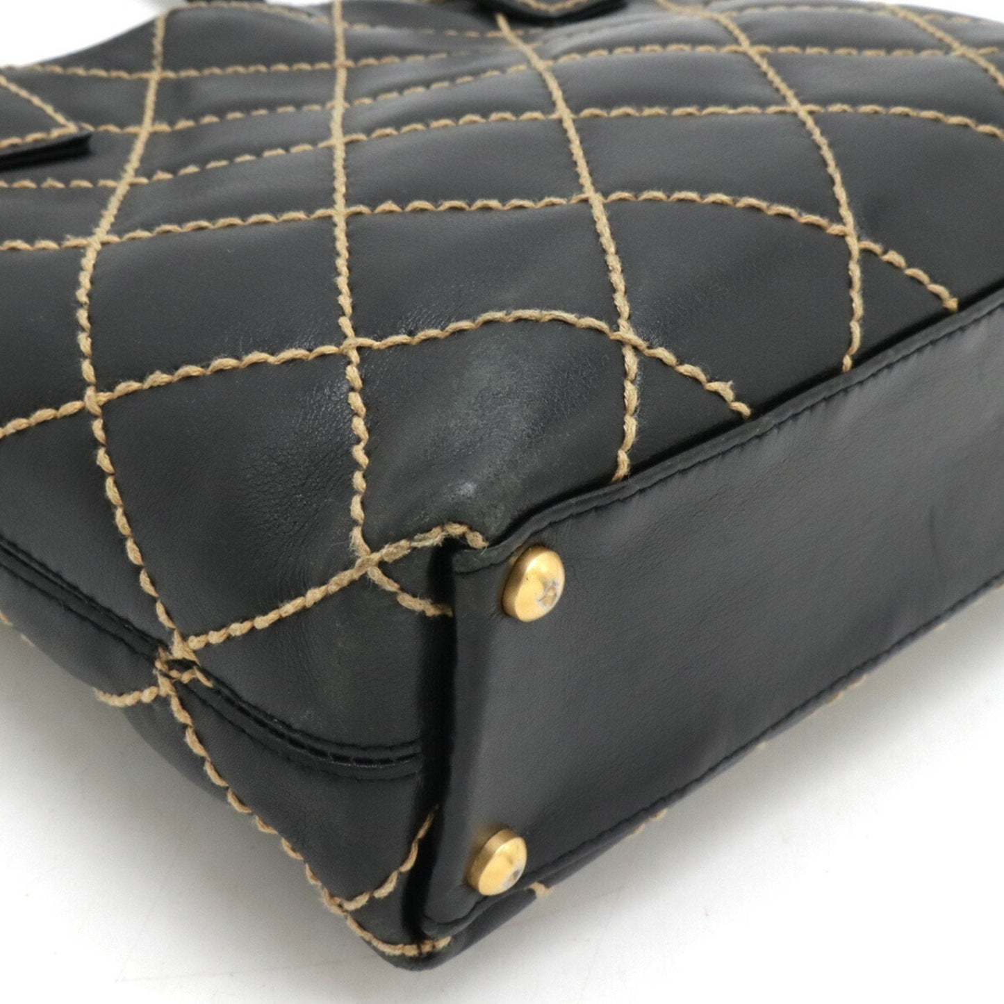 Chanel Black Leather Handbag Tote Bag ()