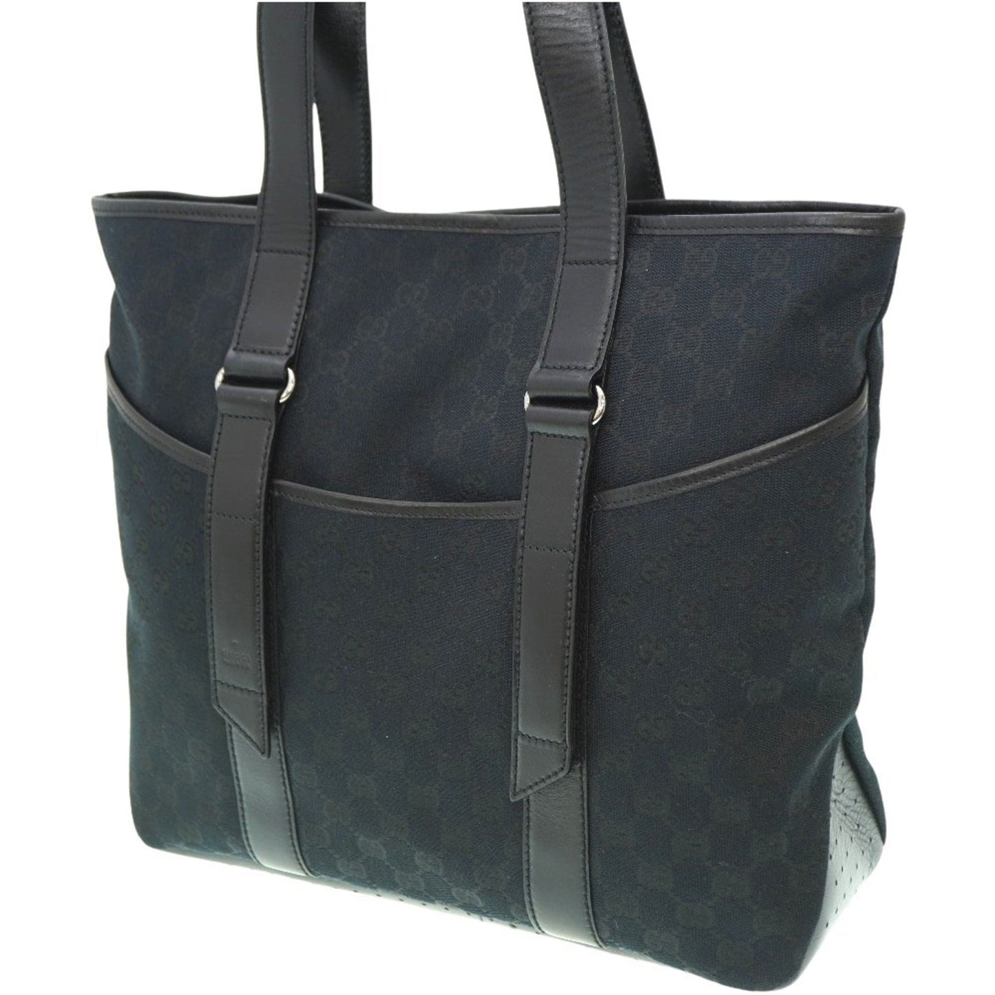 Gucci Gg Canvas Black Gg Canvas Leather Tote Bag ()