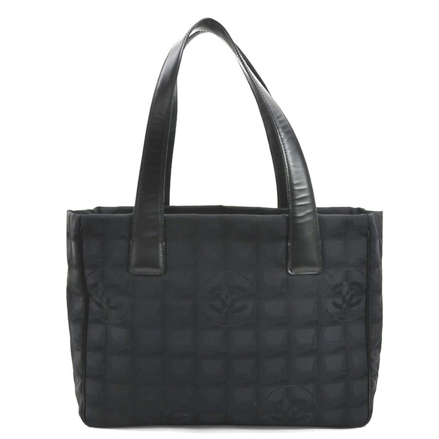 Chanel Black Nylon Jacquard Leather Shoulder Bag Tote Bag ()