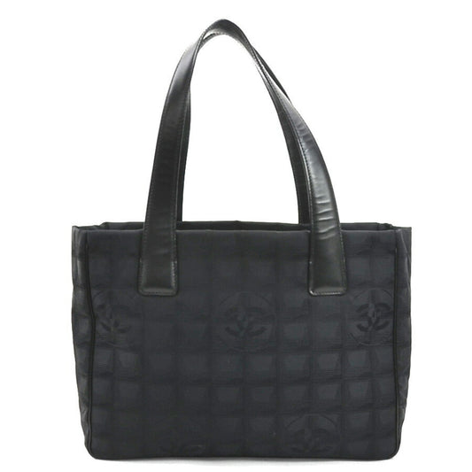 Chanel Black Nylon Jacquard Leather Shoulder Bag Tote Bag ()