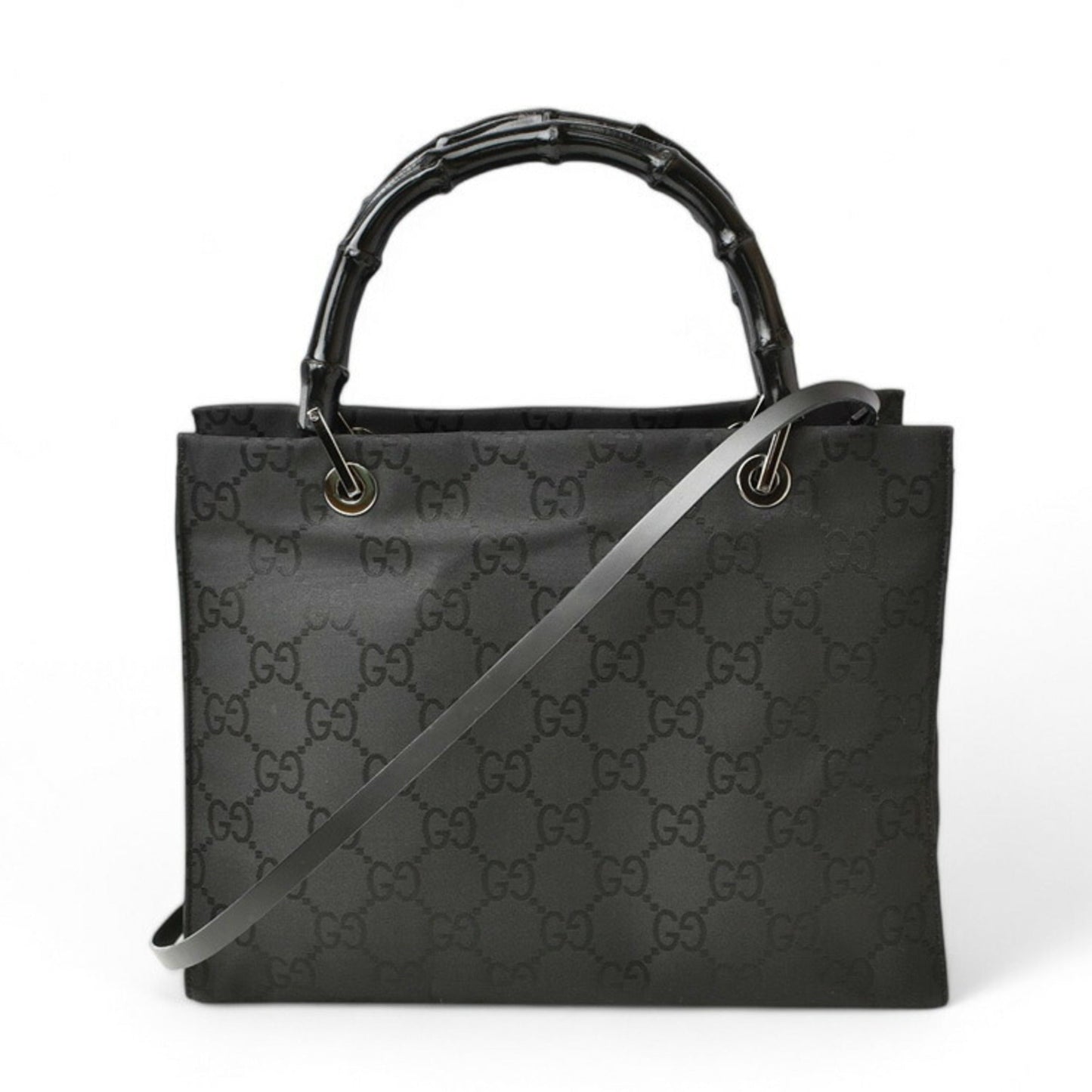 Gucci Black Nylon Canvas Handbag Tote Bag ()
