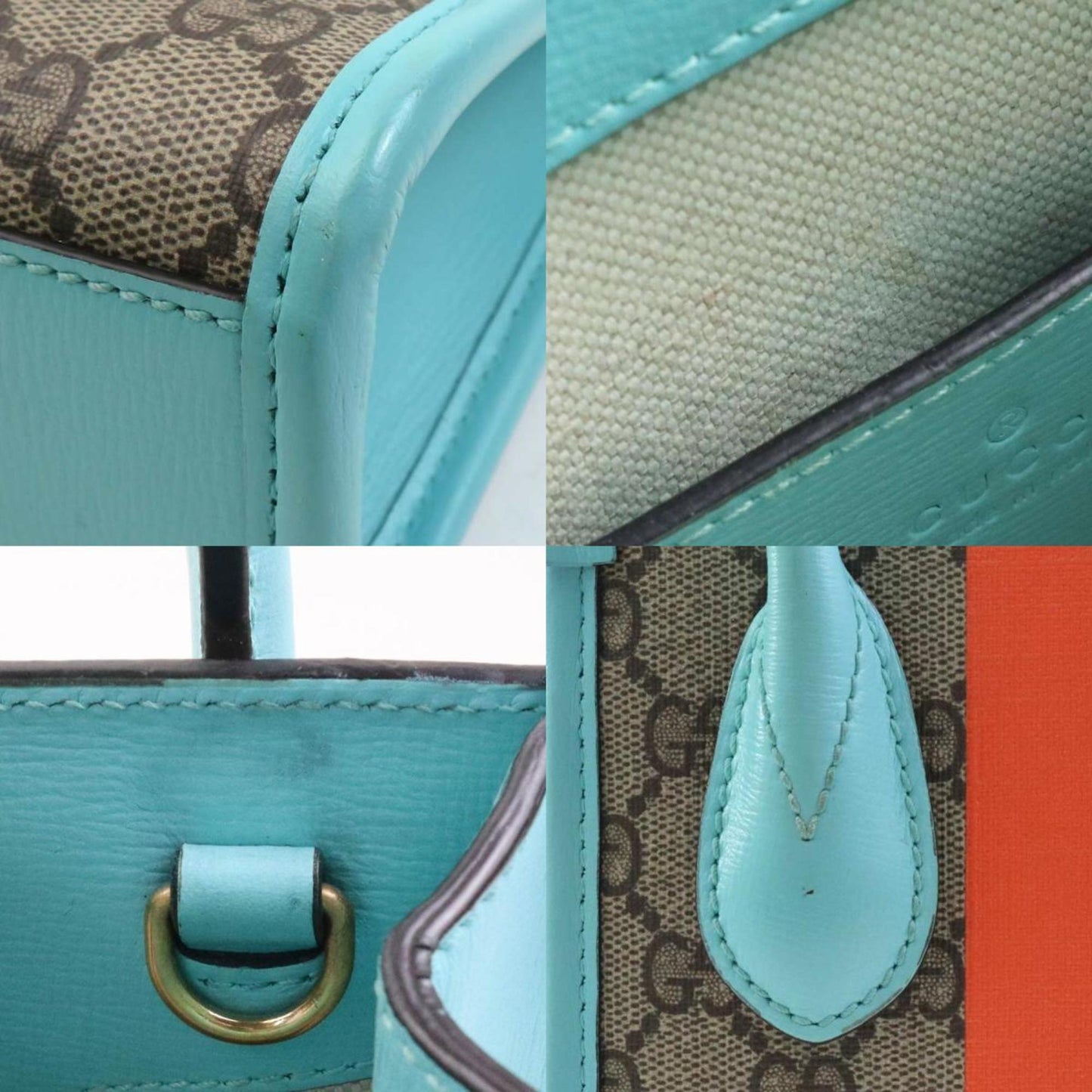 Gucci Blue Brown Gg Supreme Handbag Shoulder Bag ()