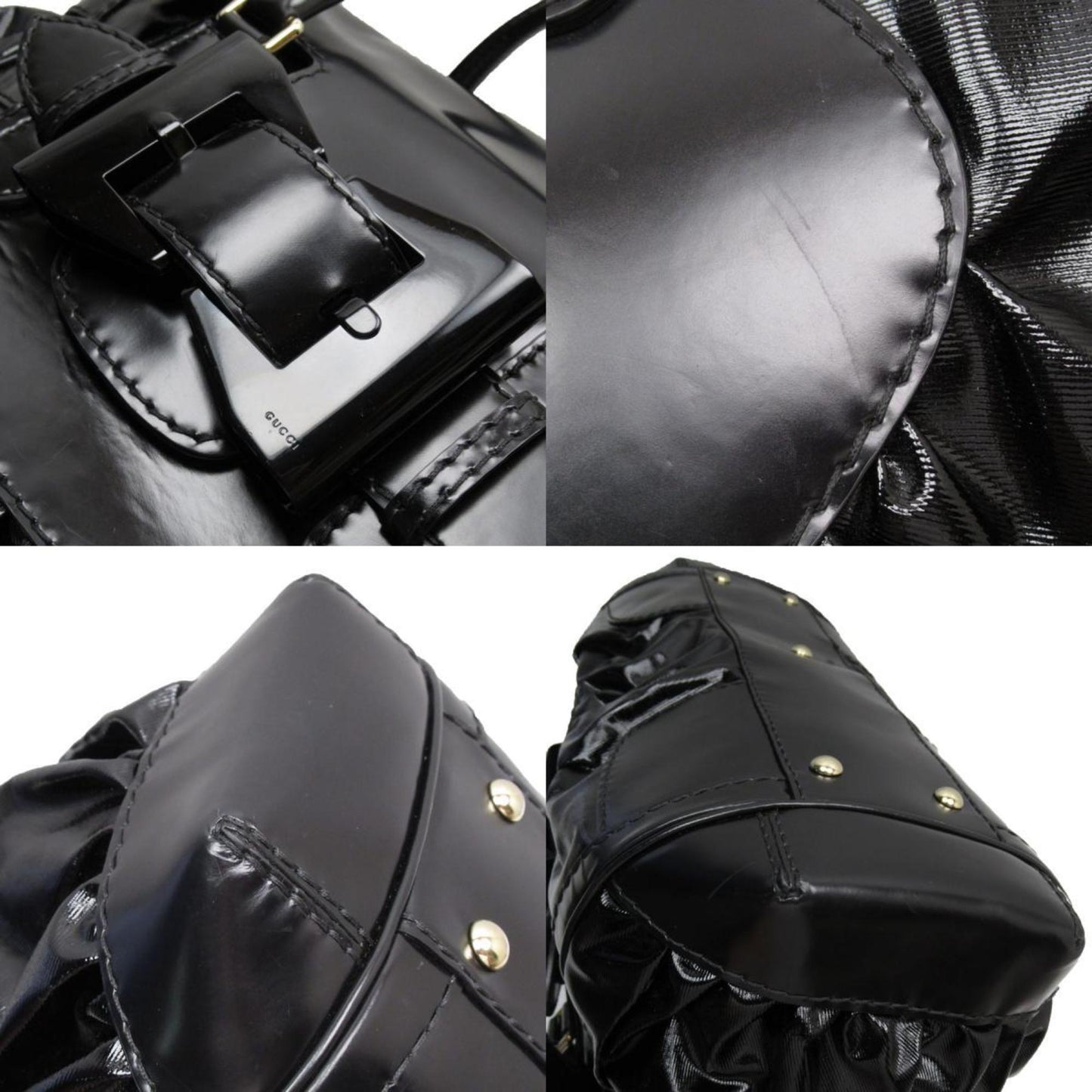 Gucci Black Coated Canvas Pvc Leather Handbag ()