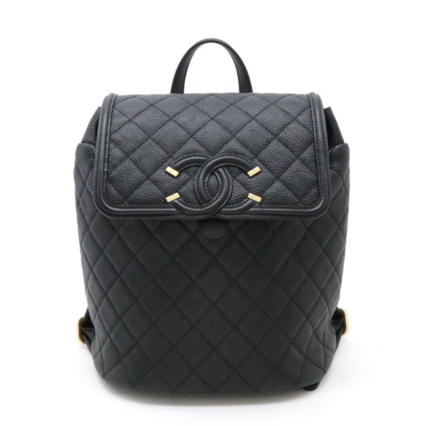 Chanel Black Grained Calfskin Backpack ()
