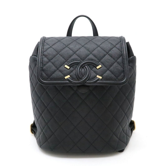 Chanel Black Grained Calfskin Backpack ()