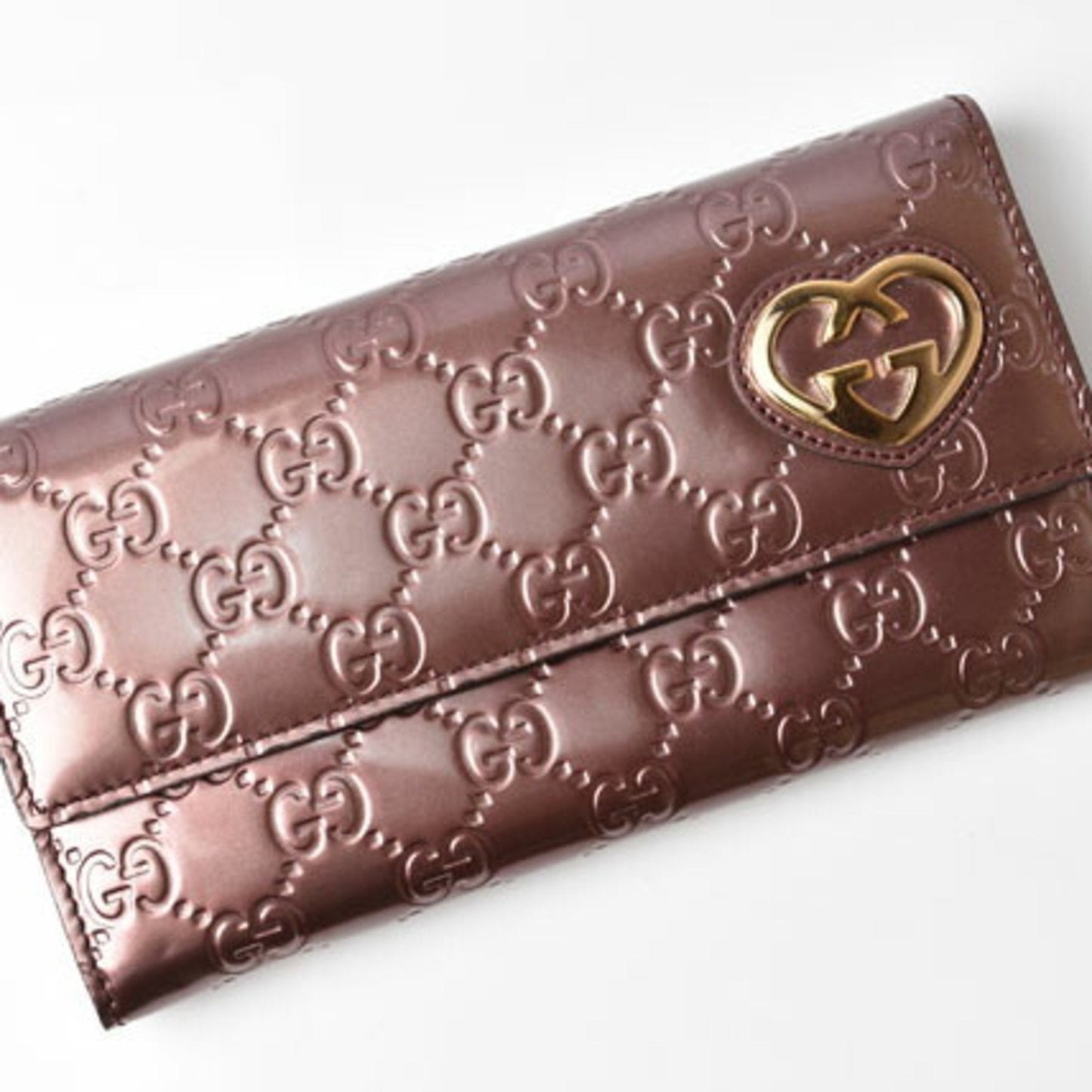 Gucci Burgundy Patent Leather Long Wallet (Bi-Fold) ()