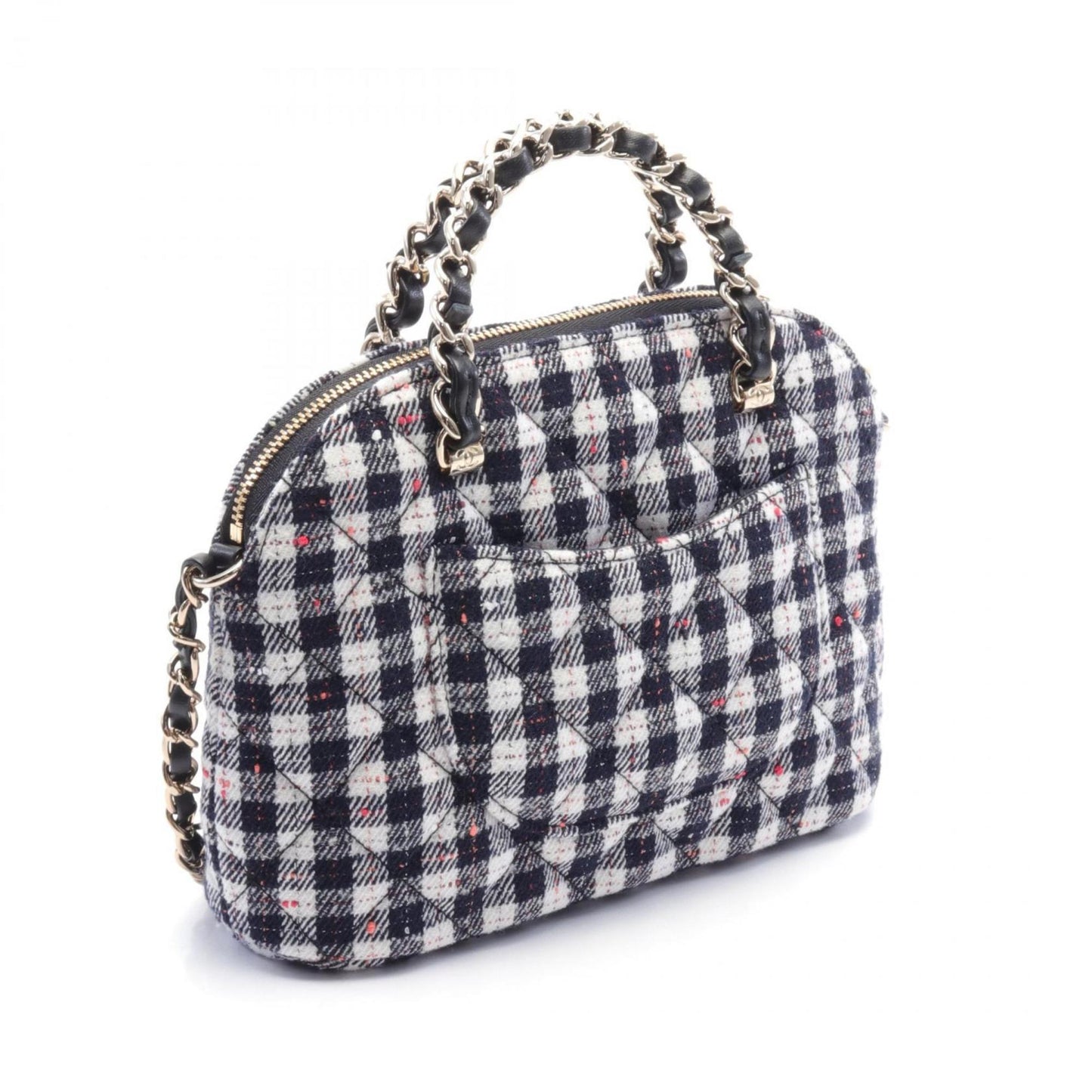 Chanel Black Multi-Color White Fabric Shoulder Bag ()