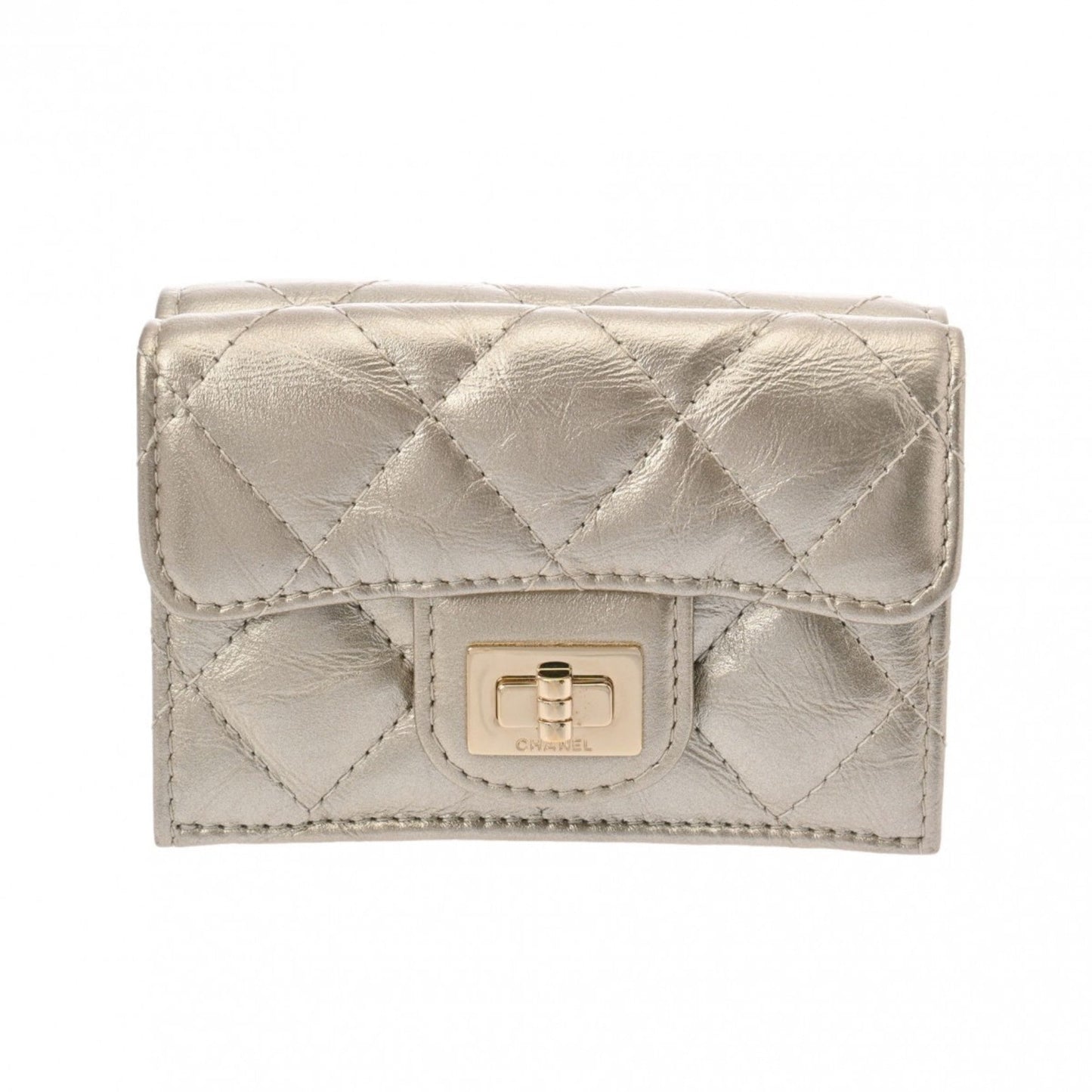 Chanel Silver Leather Wallet (Tri-Fold) ()