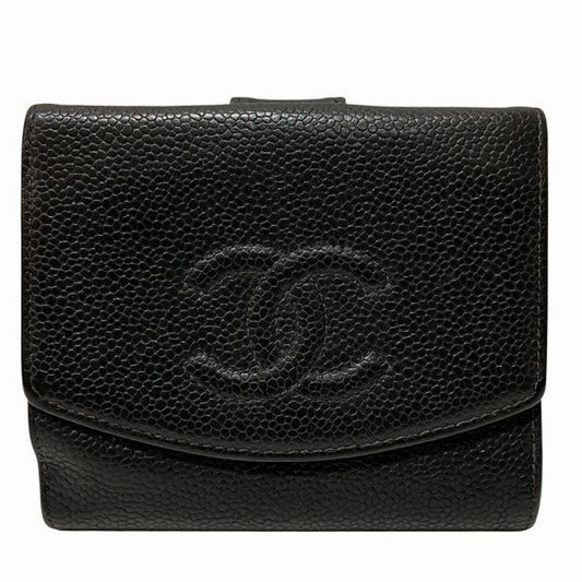 Chanel Black Grained Calfskin Wallet (Bi-Fold) ()