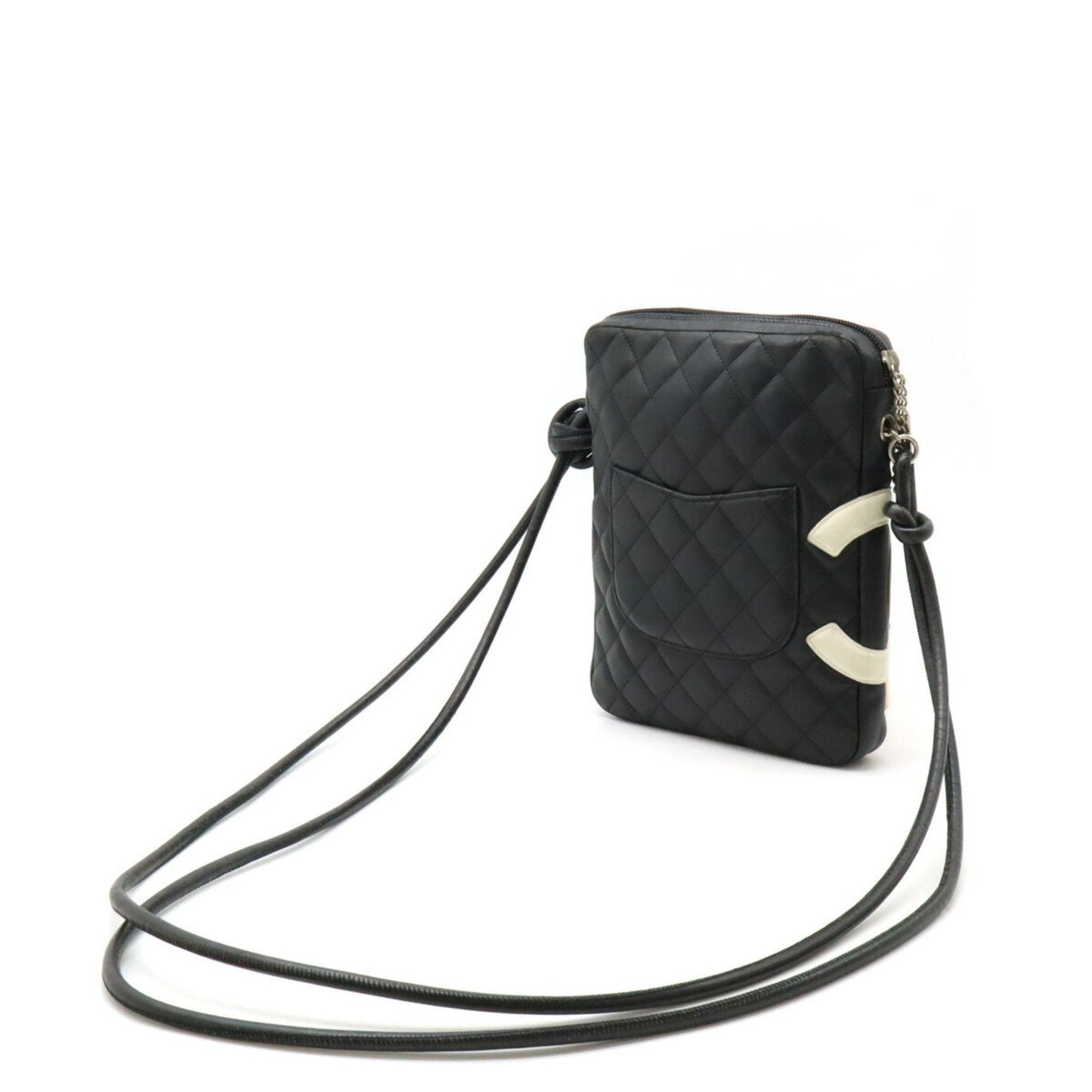 Chanel Black White Leather Shoulder Bag ()