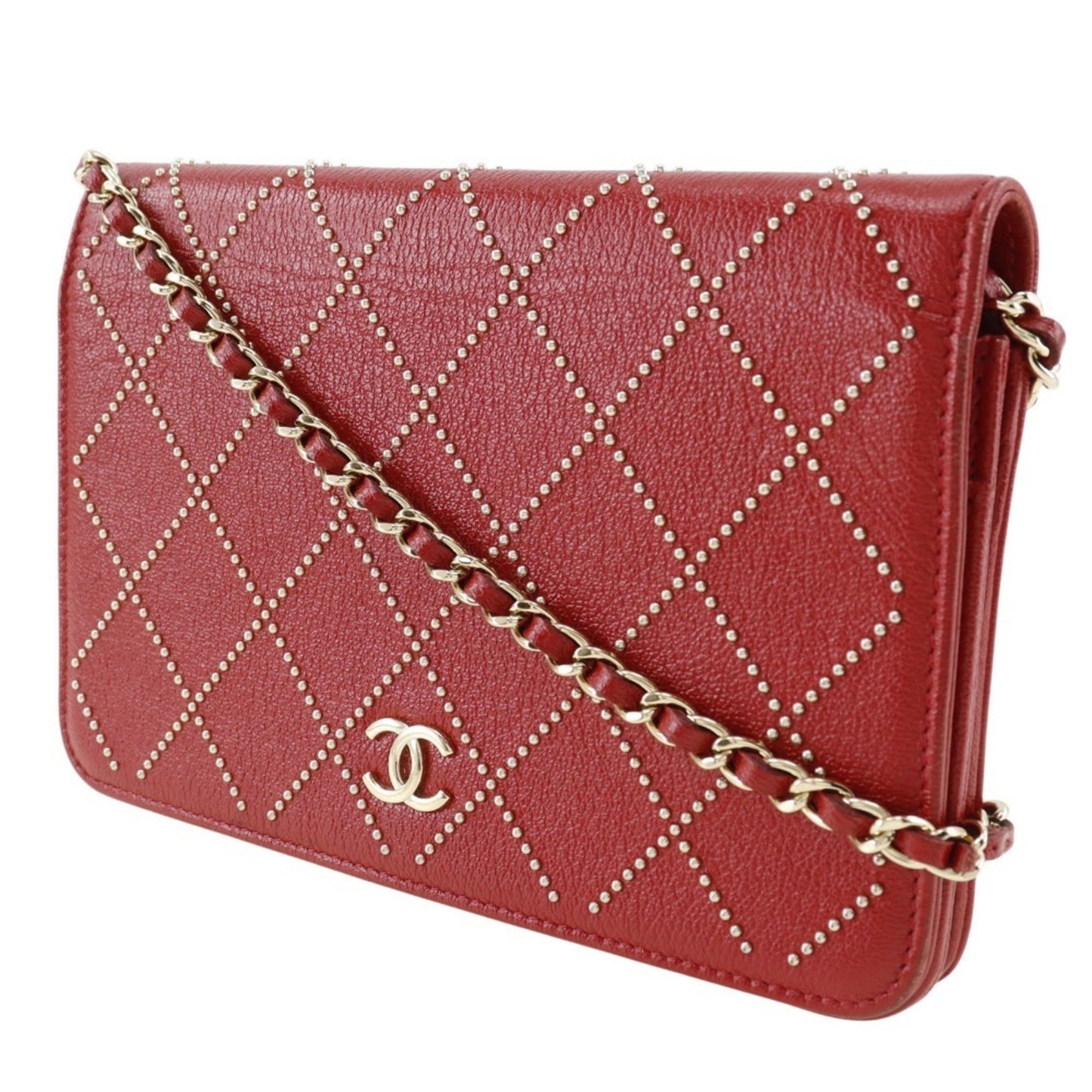 Chanel Red Color Leather Chain/Shoulder Wallet ()