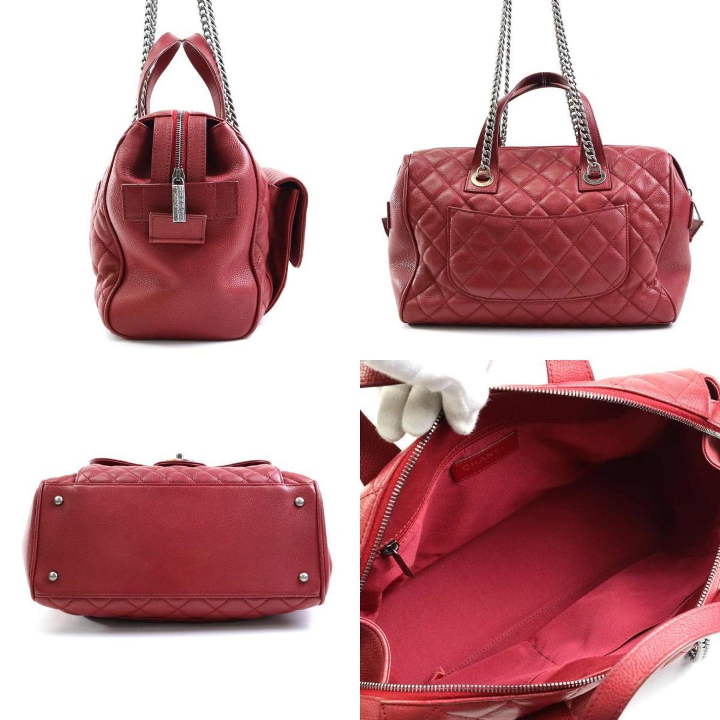 Chanel Burgundy Caviar Leather Handbag Shoulder Bag ()