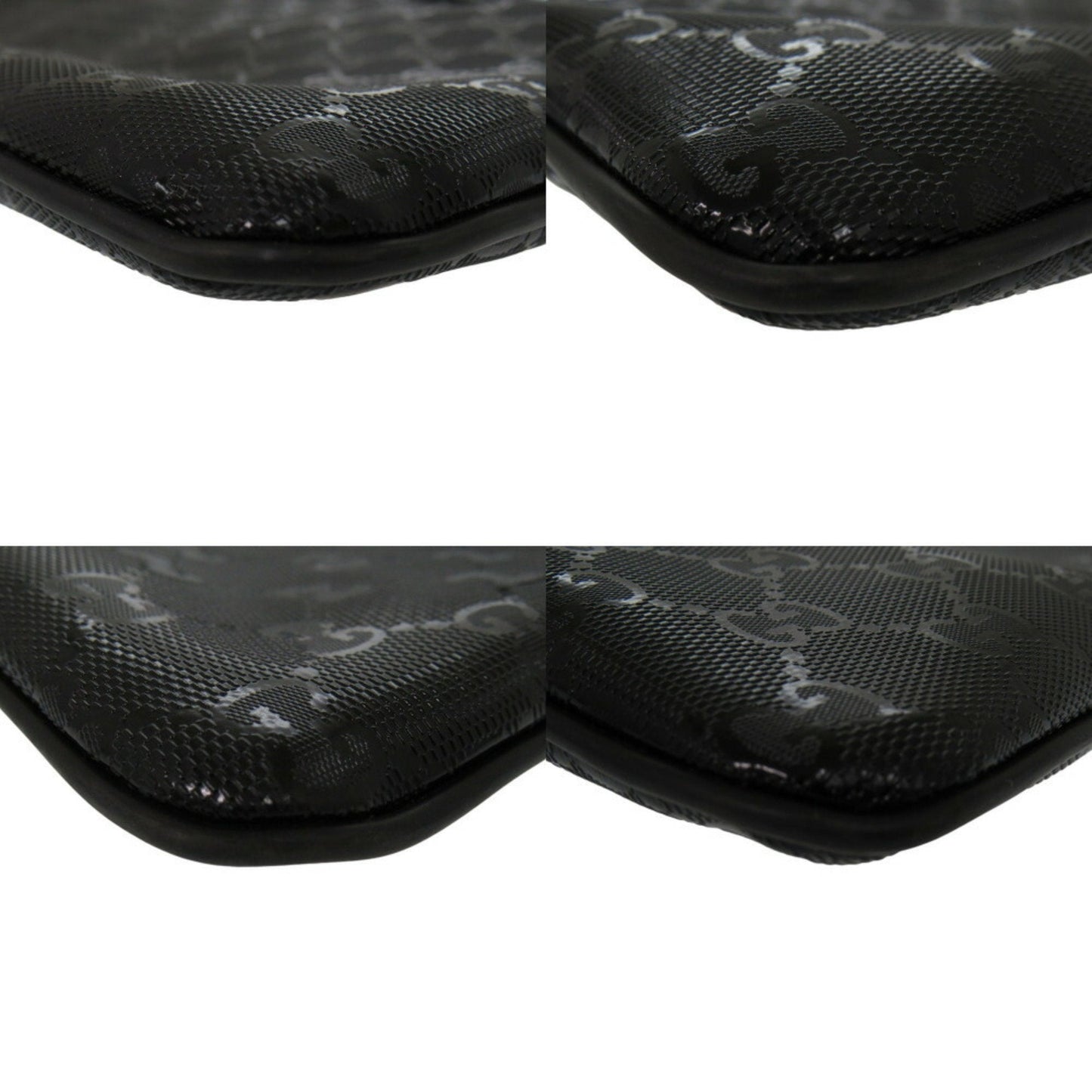 Gucci Black Silver Coated Canvas Leather Shoulder Bag ()