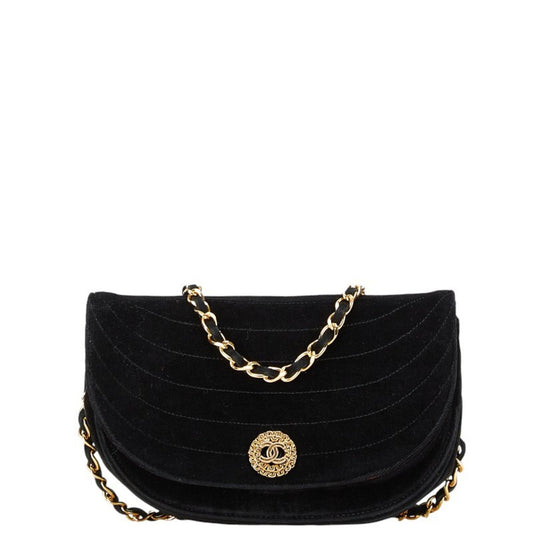 Chanel Black Suede Shoulder Bag ()