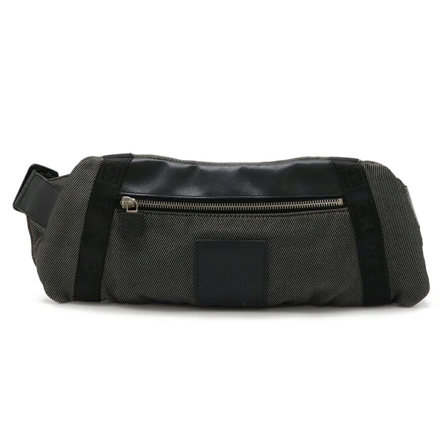 Chanel Black Silver Jacquard Leather Sling Bag ()