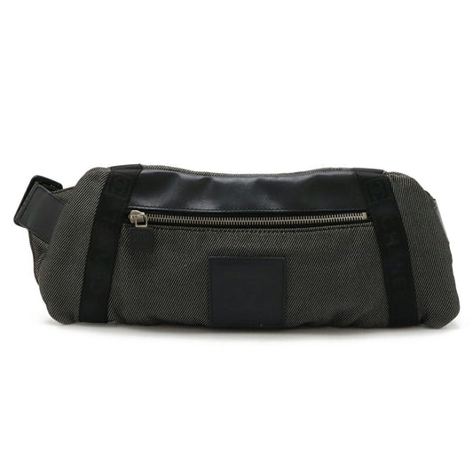 Chanel Black Silver Jacquard Leather Sling Bag ()