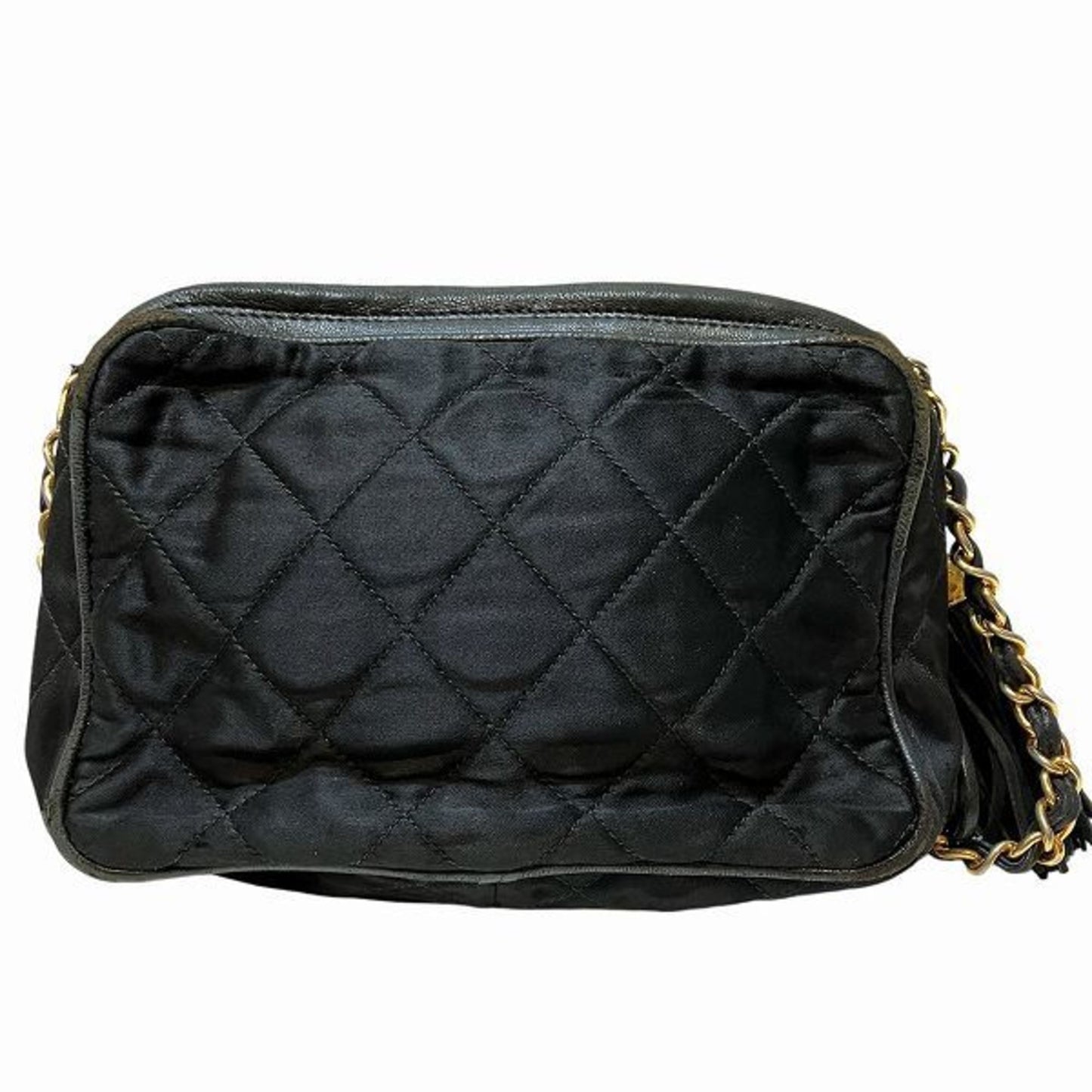 Chanel Black Satin Leather Shoulder Bag ()