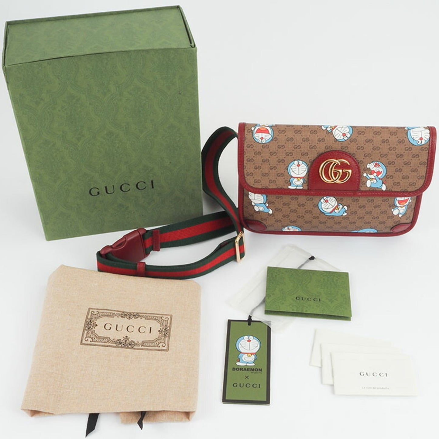 Gucci Beige Bordeaux Pvc Leather Sling Bag ()