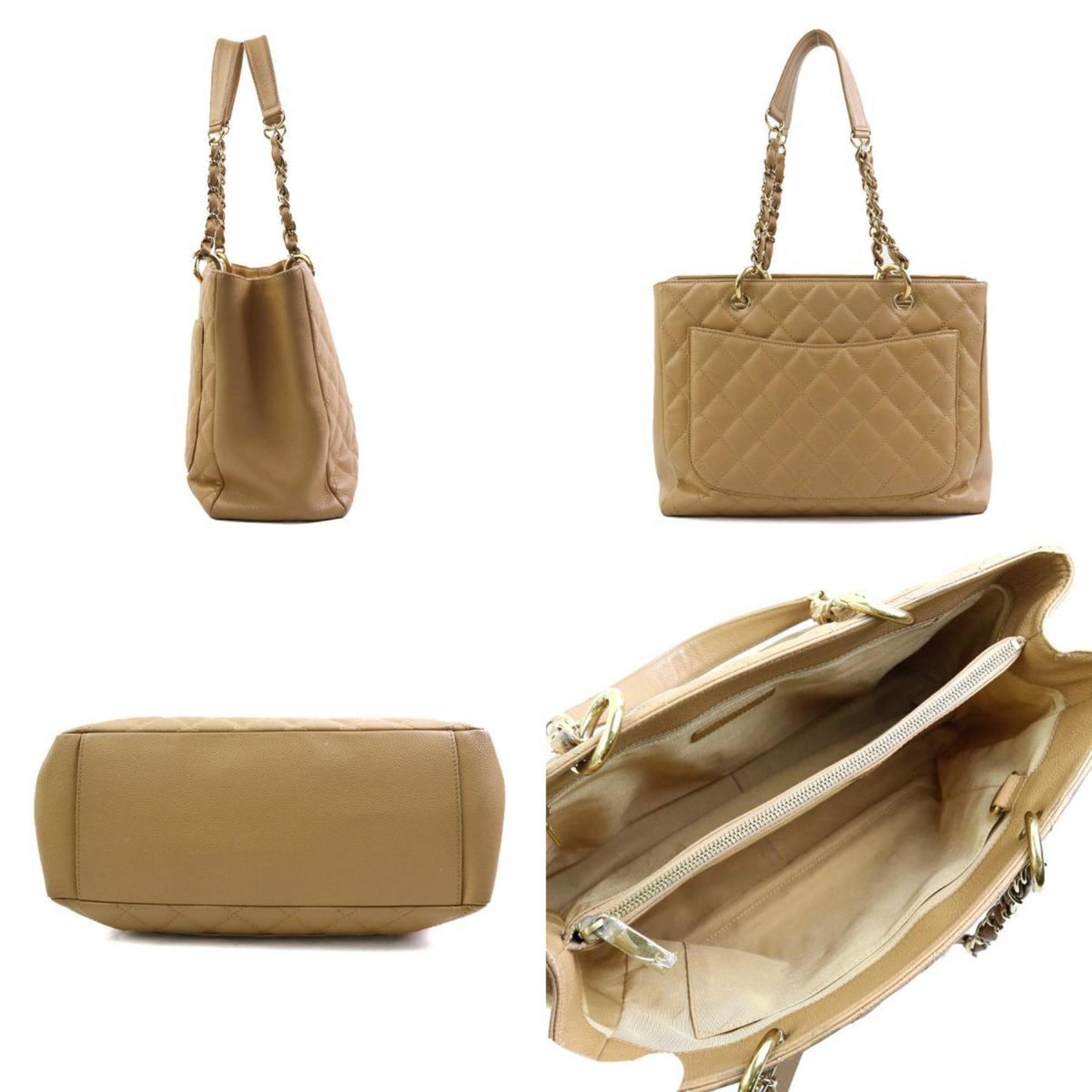 Chanel Beige Caviar Leather Shoulder Bag ()