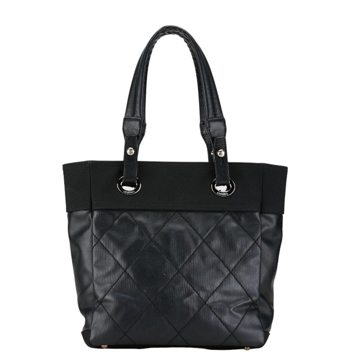 Chanel Black Pvc Canvas Handbag Pochette Pouch Tote Bag ()