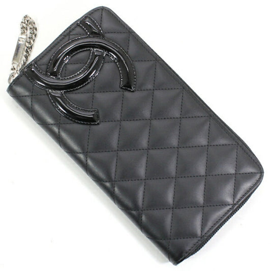 Chanel Black Pink Leather Long Wallet (Bi-Fold) ()