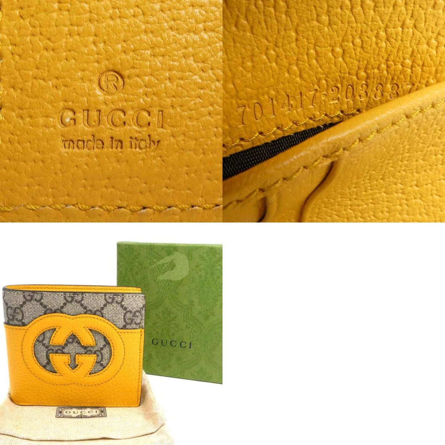Gucci Brown Yellow Leather Gg Supreme Wallet (Bi-Fold) ()
