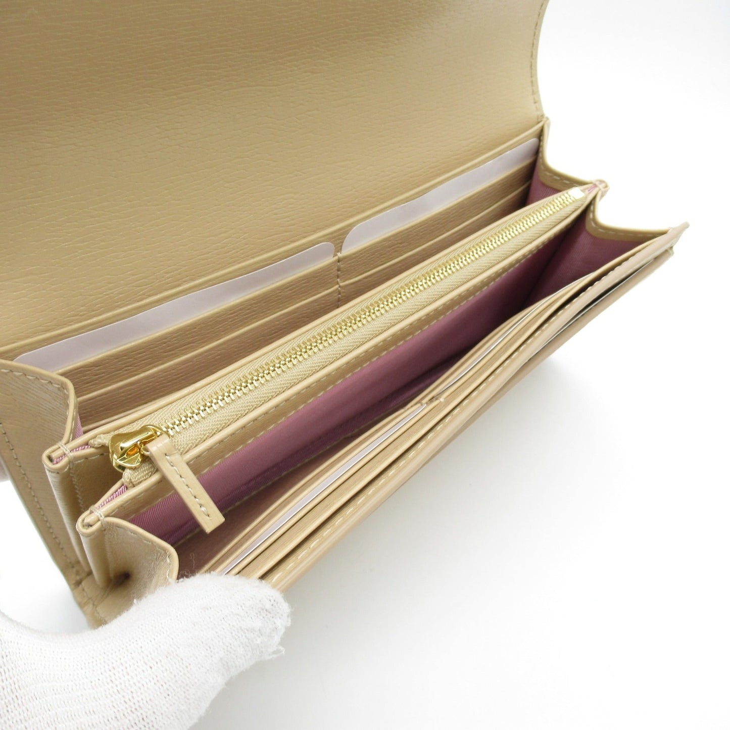 Gucci Beige Light Beige Leather Long Wallet (Bi-Fold) ()