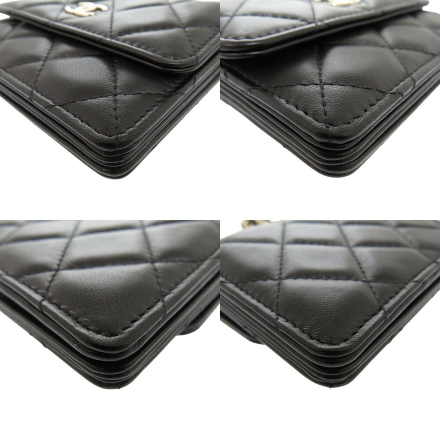 Chanel Black Leather Chain/Shoulder Wallet ()