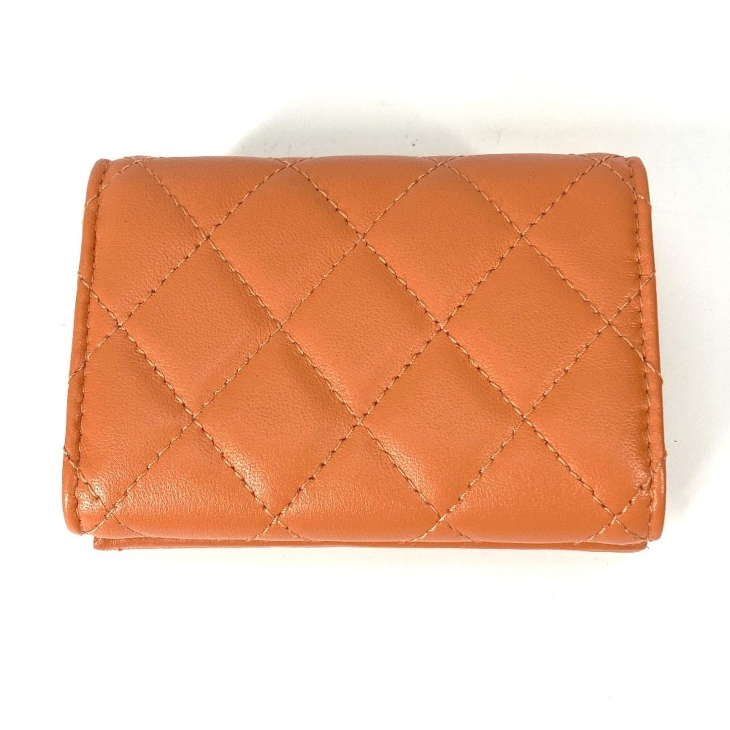 Chanel Orange Leather Wallet (Tri-Fold) ()