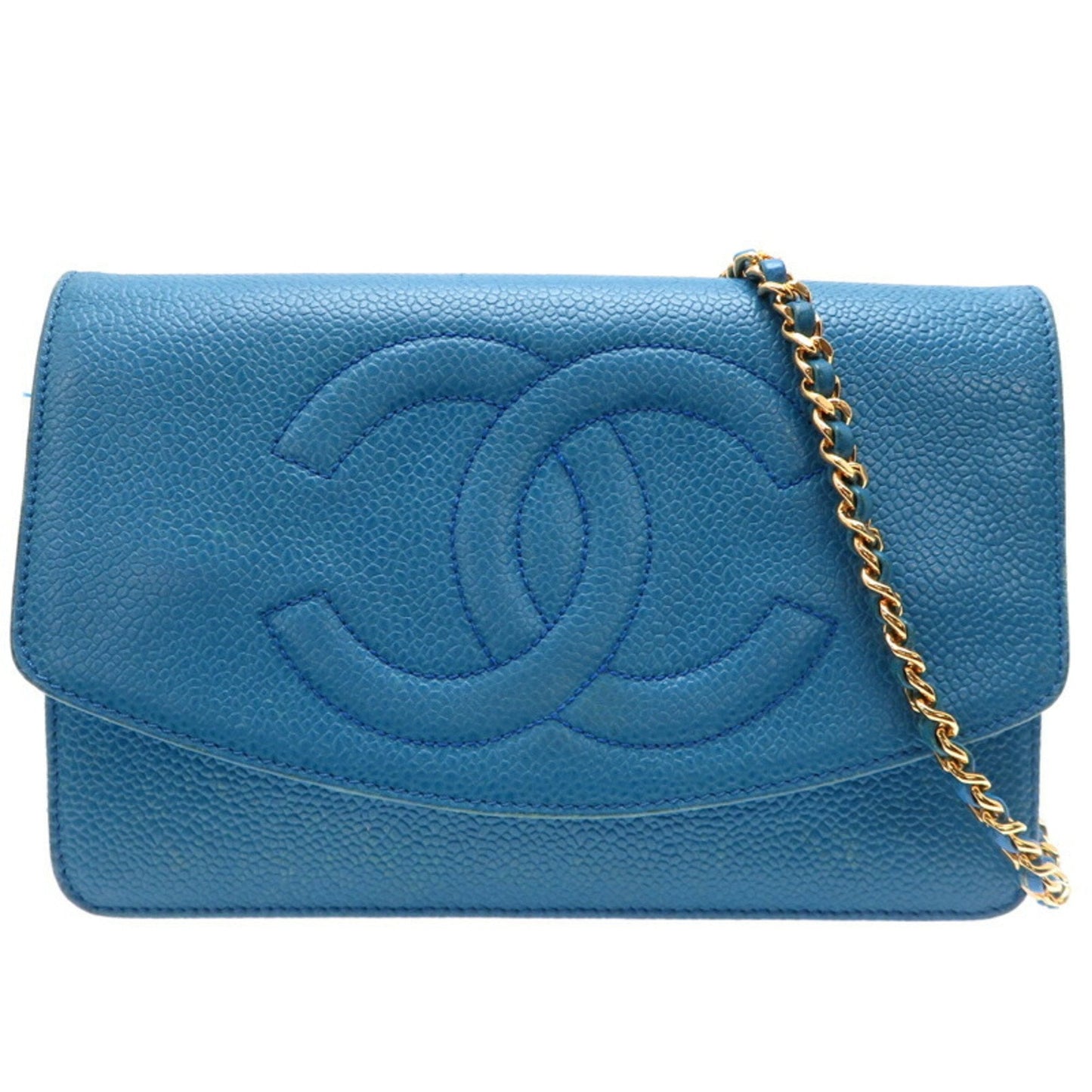 Chanel Blue Grained Calfskin Shoulder Bag ()