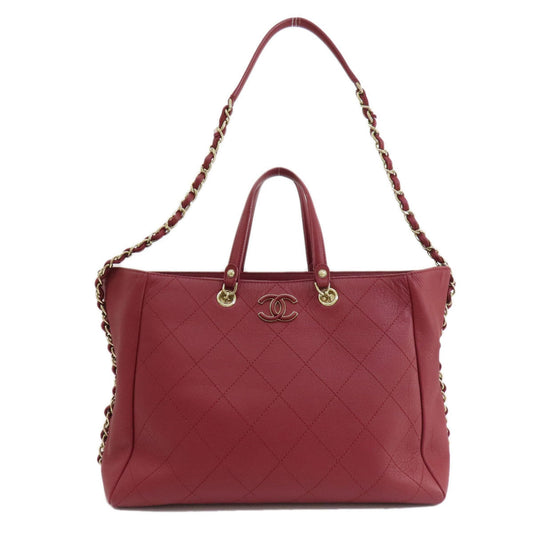 Chanel Bordeaux Leather Handbag ()