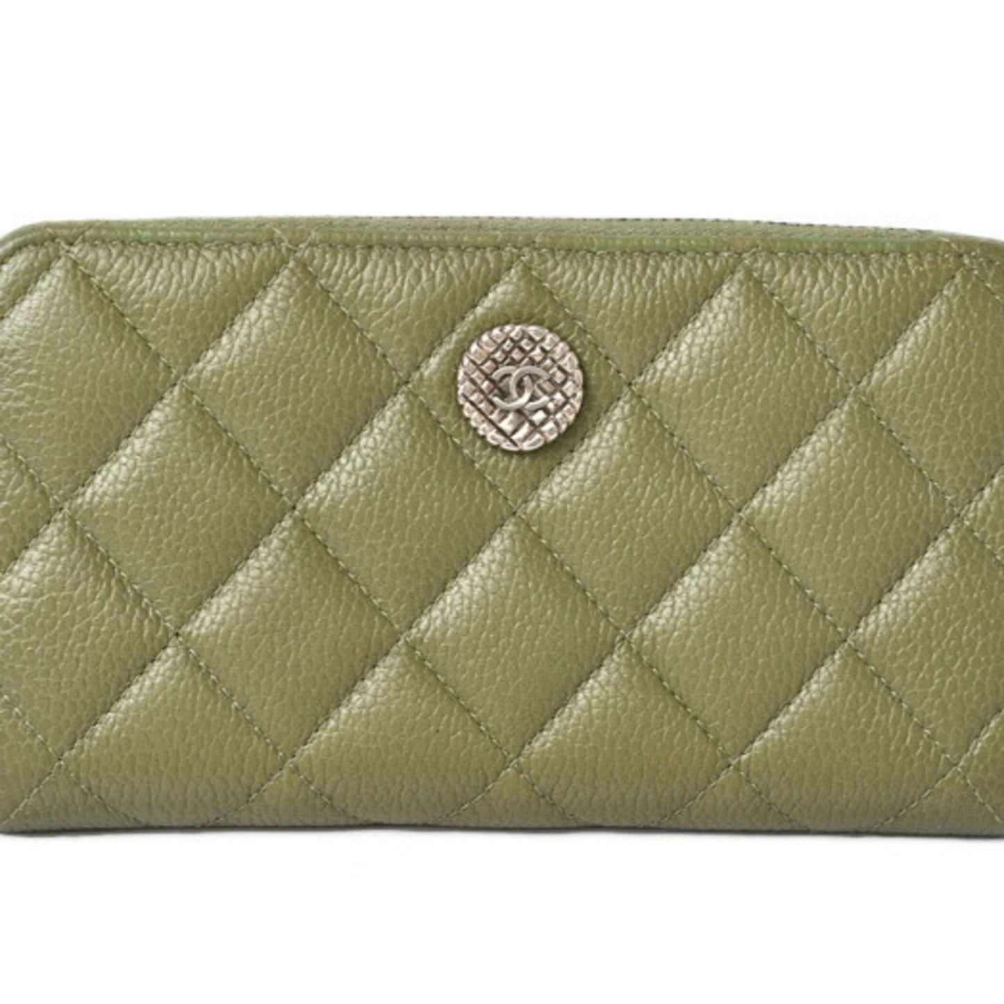 Chanel Moss Green Grained Calfskin Long Wallet (Bi-Fold) ()