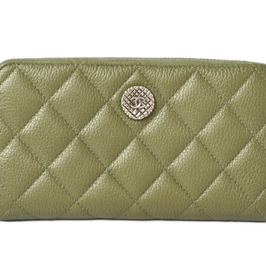Chanel Moss Green Grained Calfskin Long Wallet (Bi-Fold) ()